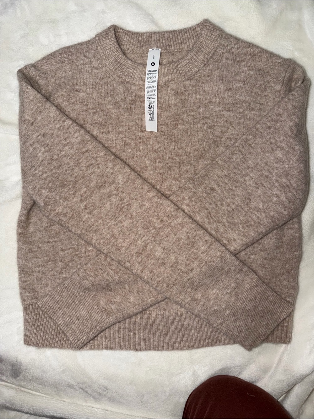 Lululemon Alpaca Wool Blend Crewneck Knit Sweater-Heathered Tan-Womens Large